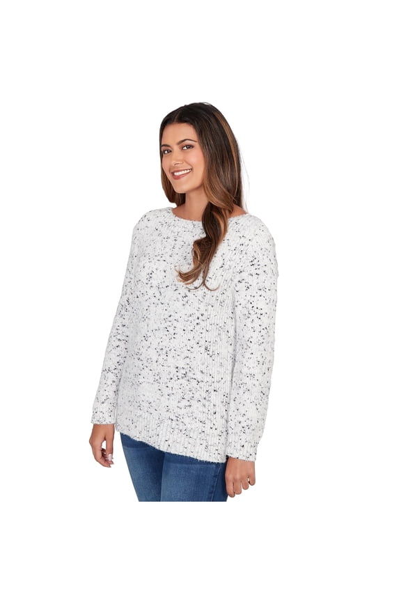 Pullover Chenille Sweater (US, Alpha, X-Large, Regular, Regular, Standard, Ivory/Black)