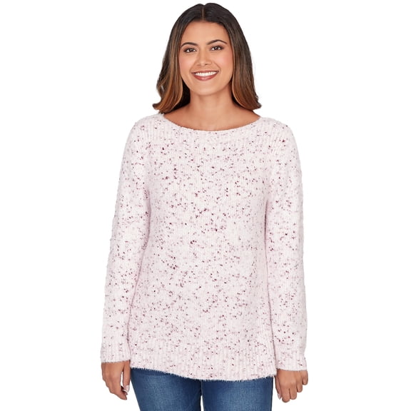 Ruby Rd. Pullover Chenille Sweater (US, Alpha, Medium, Regular, Petite, Petite, Ivory/Multi)
