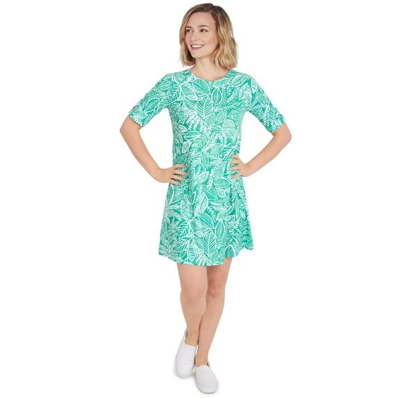 Ruby Rd. Women's Plus-Size Leaf Sketch Print Dress Size 2X Mint Multi