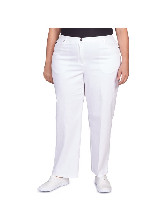 Womens Plus-Size Mid-Rise Fly-Front Classic Denim Pant