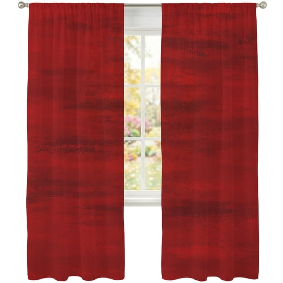Ruby Red Abstract Texture Sheer Curtains 108 Inches Long, Vintage Distressed Graffiti Art Light Filtering Sheer Window Curtains Drapes for Living Room Bedroom 2 Panels Set