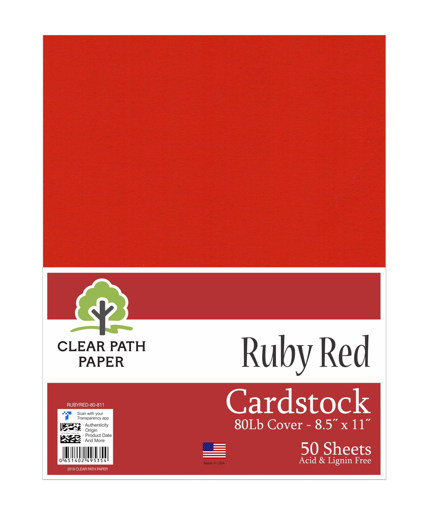 Ruby Red Cardstock - 8.5 x 11 inch - 80Lb Cover - 50 Sheets - Clear ...