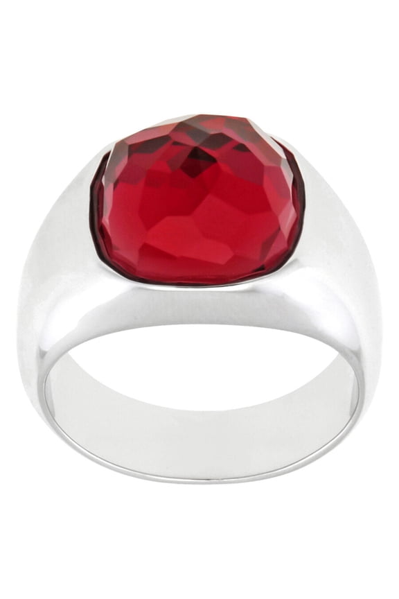 Ruby Red Crystal DOT RING Rhodium Plated (Large/58/8) #5184634