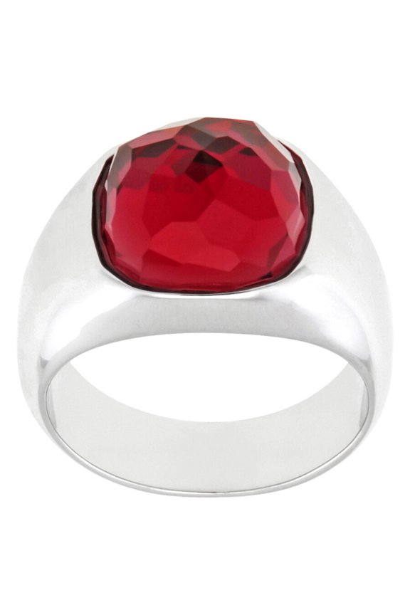 Ruby Red Crystal DOT RING Rhodium Plated (Medium/55/7) #5160888