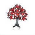 thumbnail image 1 of Ruby Red Crystal Rhinestone Fall Cherry Bloom Flower Blossom Oak Tree Pin Brooch, 1 of 4