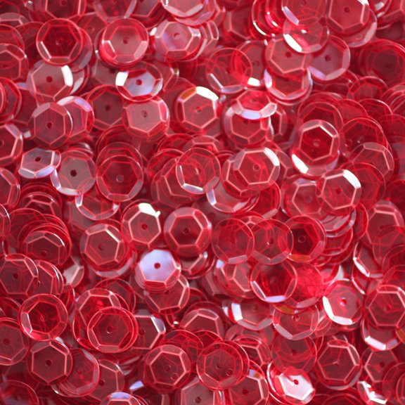 Ruby Red Cup Sequins 8mm Transparent See-Thru Made in USA