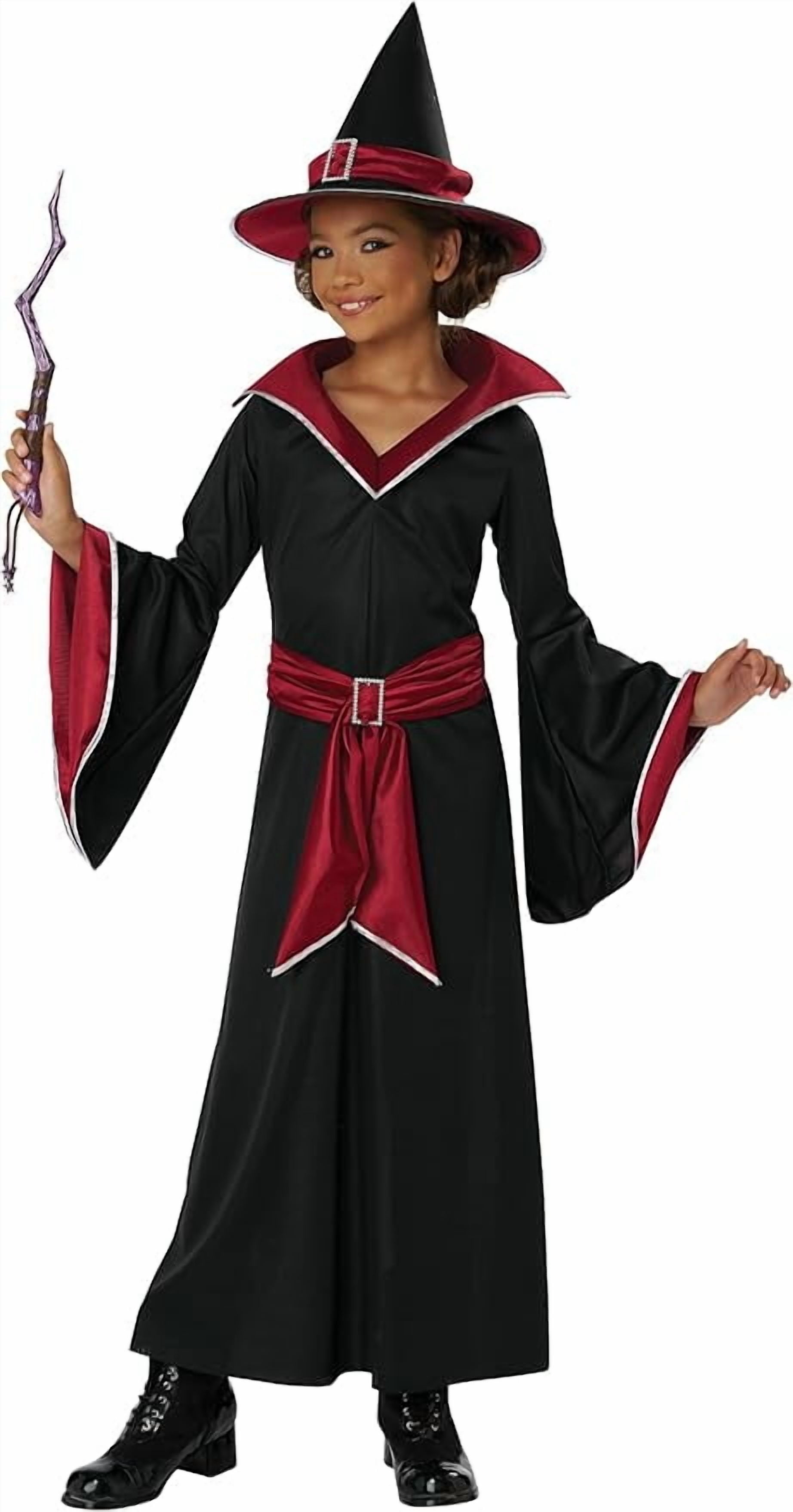 strapless open back dress Dare Fashion Adult Gothic Witch Costume Black Corset Dress Red Hat Tights 5X main image 0