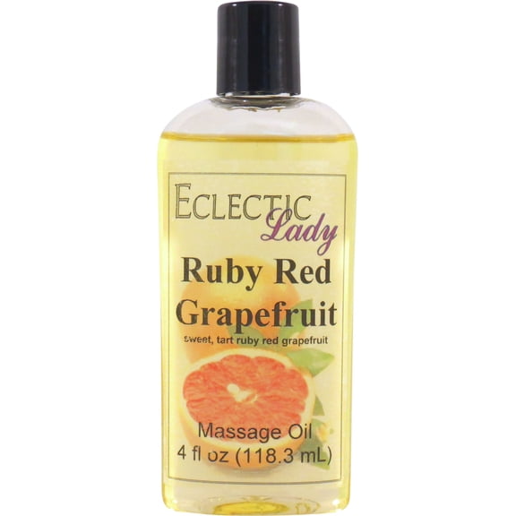 Ruby Red Grapefruit Massage Oil by Eclectic Lady, 4 oz, Sweet Almond Oil and Jojoba Oil