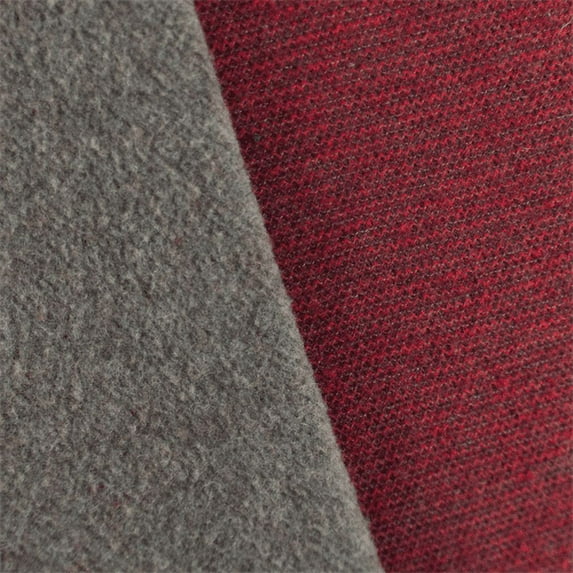 Ruby Red/Grey Wool Fleece Sweater Knit, Fabric By the Yard
