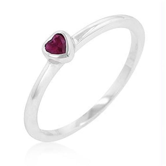 Ruby Red Heart Solitaire Ring, Size : 07