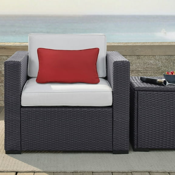 Ruby Red Outdoor Lumbar Pillow 14 x 26 in Solid Red