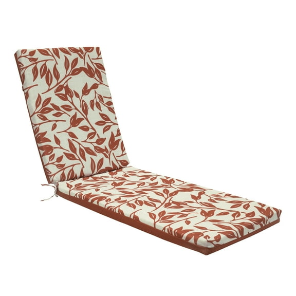 Ruby Red Outdoor Printed Leaves Lounger Cushion 22 x 71 in Red Ivory