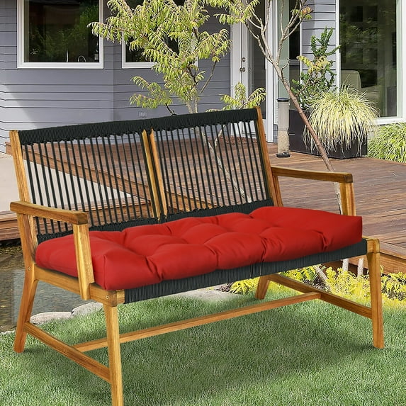 Ruby Red Outdoor Wicker Settee Cushion 44 x 19 in Solid Red