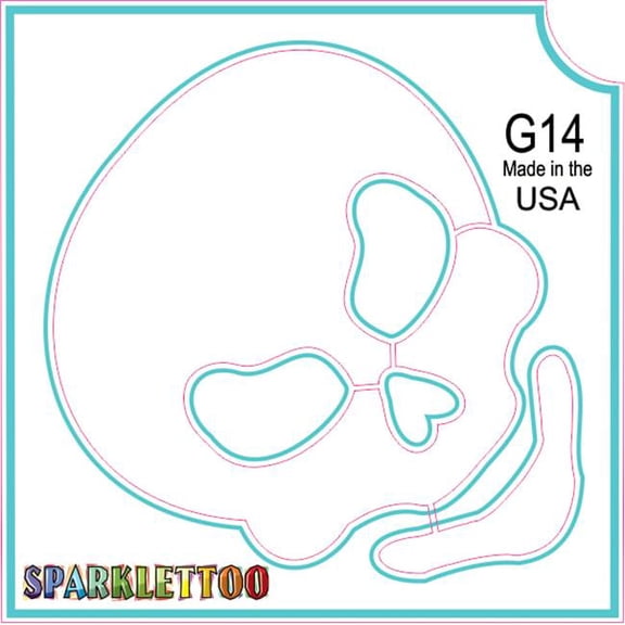 Ruby Red Paint G14-2 2 x 2 in. 2 Ply Skull Design Glitter Tattoo, Pack of 100