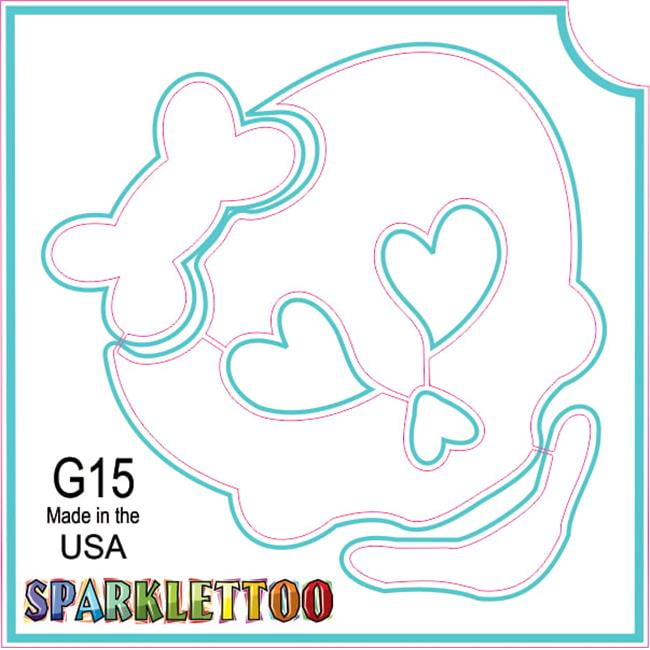 Ruby Red Paint G15-2 2 x 2 in. 2 Ply Girl Skull Design Glitter Tattoo, Pack of 100