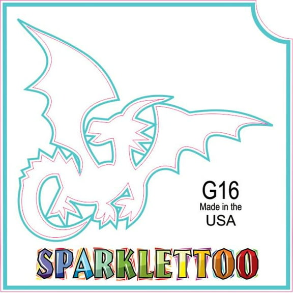 Ruby Red Paint G16 2 x 2 in. 3 Ply Flying Dinosaur Design Glitter Tattoo, Pack of 100