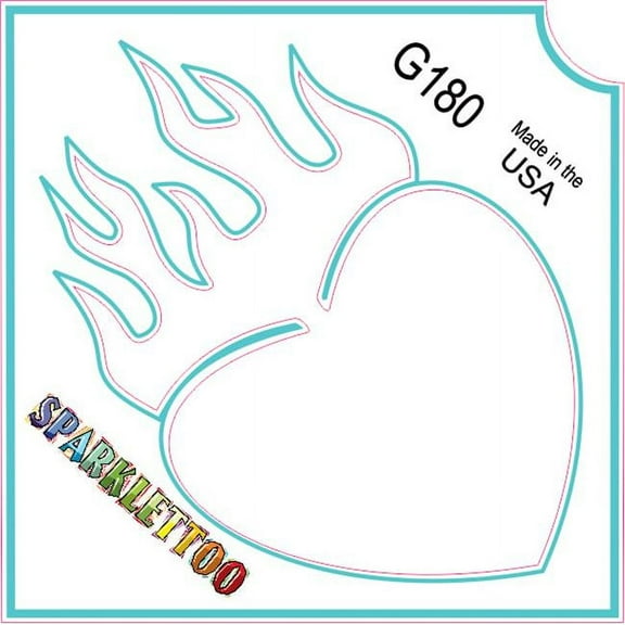 Ruby Red Paint G180-2 1.5 x 2.3 x 2.3 in. 2-Ply Heart Flame Design Glitter Tattoo - Pack of 100