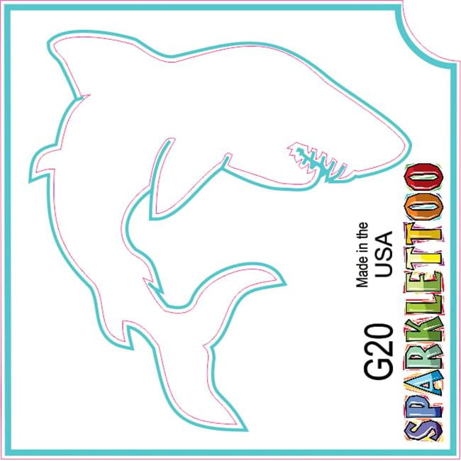 Ruby Red Paint G20 2 x 2 in. 3 Ply Shark Design Glitter Tattoo, Pack of 100