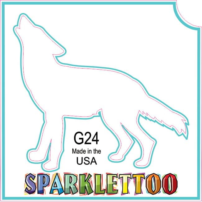 Ruby Red Paint G24 2 x 2 in. 3 Ply Wolf Design Glitter Tattoo, Pack of 100