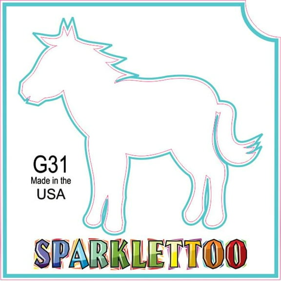 Ruby Red Paint G31-2 2 x 2 in. 2 Ply Pony Design Glitter Tattoo, Pack of 100