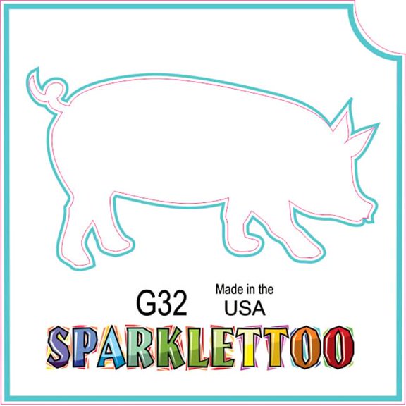 Ruby Red Paint G32-2 2 x 2 in. 2 Ply Pig Design Glitter Tattoo, Pack of 100