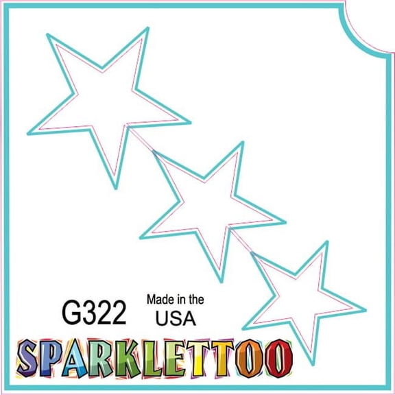 Ruby Red Paint G322-2 1.5 x 2.3 x 2.3 in. 2-Ply 3 Stars Design Glitter Tattoo - Pack of 100