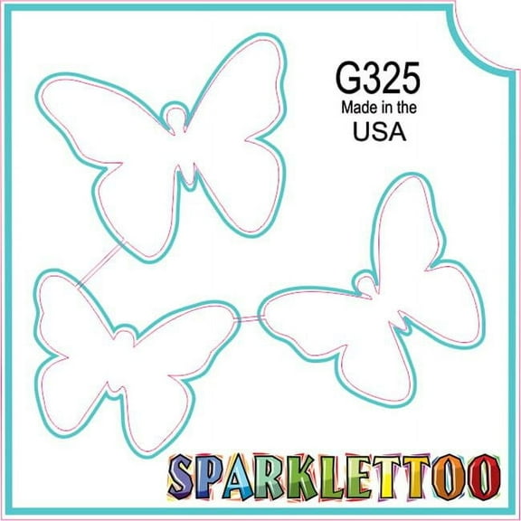 Ruby Red Paint G325-2 1.5 x 2.3 x 2.3 in. 2-Ply 3 Butterflies Design Glitter Tattoo - Pack of 100