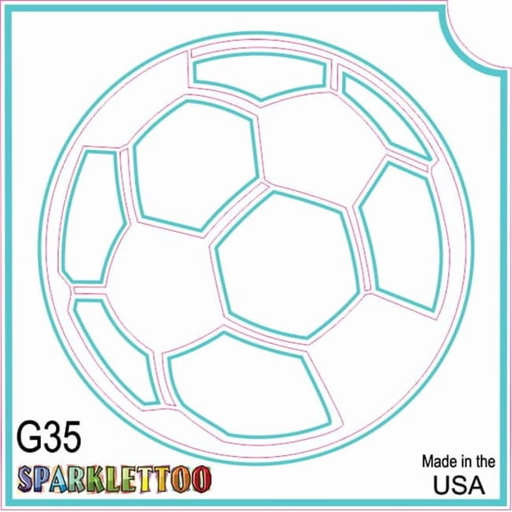 Ruby Red Paint G35 2 x 2 in. 3 Ply Soccer Ball Design Glitter Tattoo, Pack of 100