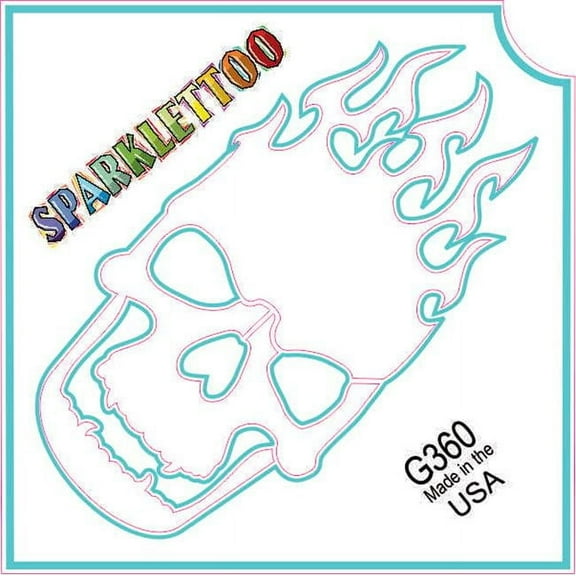 Ruby Red Paint G360-2 1.5 x 2.3 x 2.3 in. 2-Ply Flame Skull Design Glitter Tattoo - Pack of 100