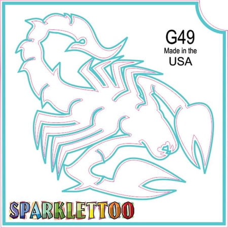 Ruby Red Paint G49 2 x 2 in. 3 Ply Tribal Scorpion Design Glitter Tattoo, Pack of 100