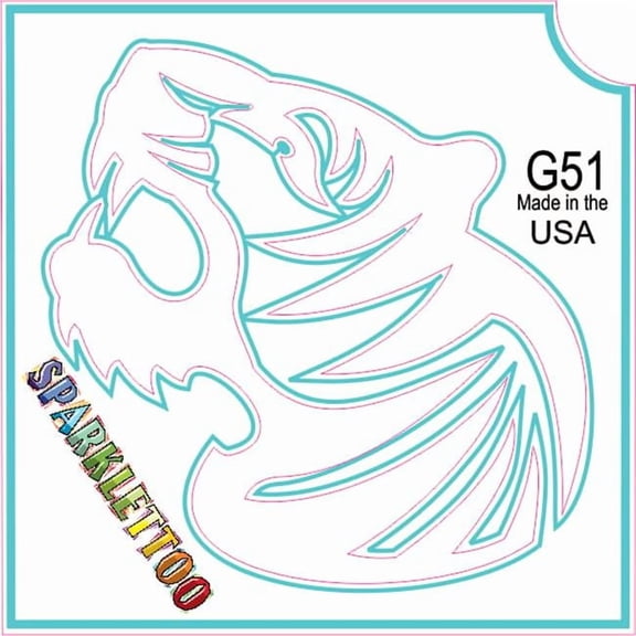 Ruby Red Paint G51-2 2 Ply Tribal Tiger Design Glitter Tattoo, Pack of 100