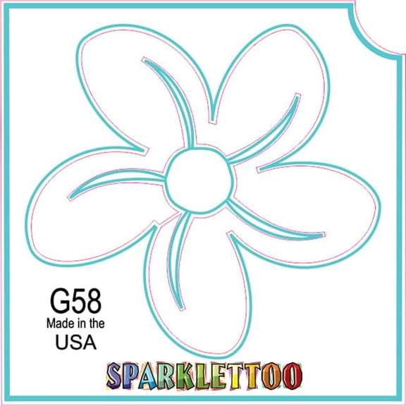 Ruby Red Paint G58 3 Ply Flower 3 Design Glitter Tattoo, Pack of 100