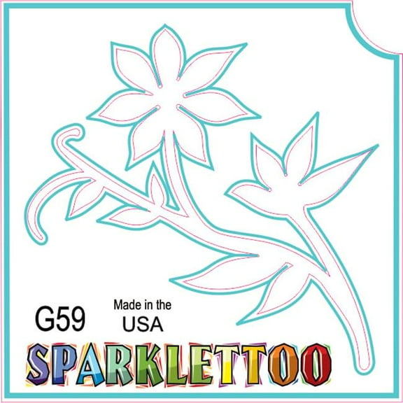 Ruby Red Paint G59-2 2 Ply Flower 4 Design Glitter Tattoo, Pack of 100
