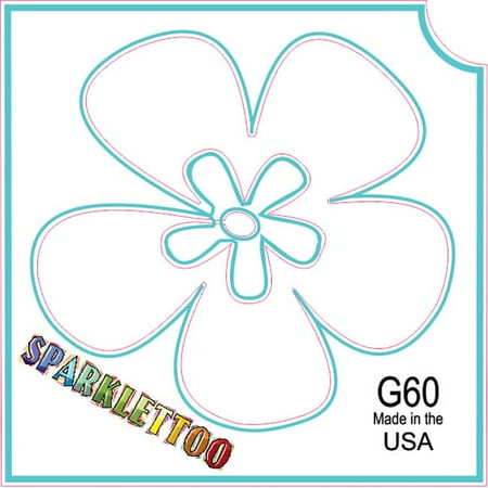 Ruby Red Paint G60 3 Ply Flower 5 Design Glitter Tattoo, Pack of 100