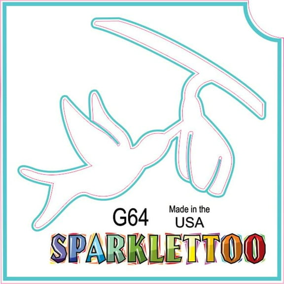 Ruby Red Paint G64 3 Ply Humming Bird Design Glitter Tattoo, Pack of 100