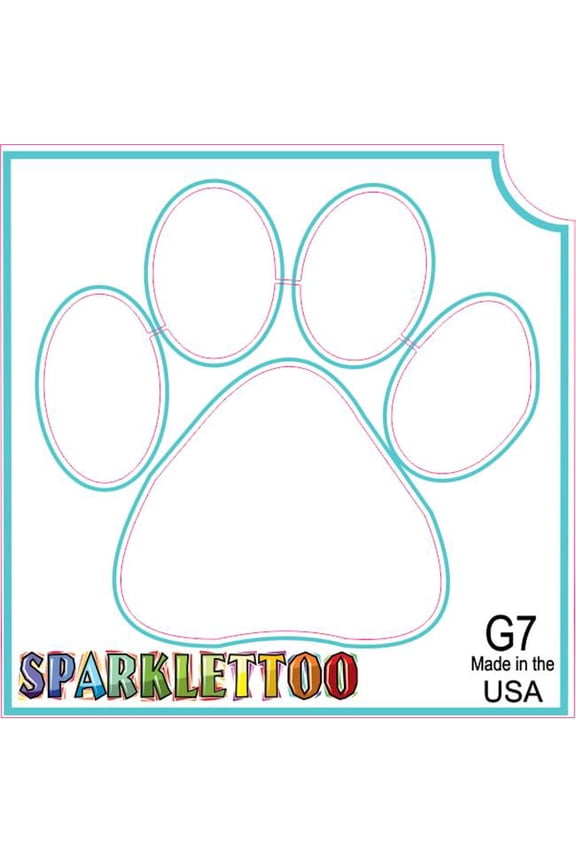 G7-2 2 x 2 in. 2 Ply Paw Print Design Glitter Tattoo, Pack of 100