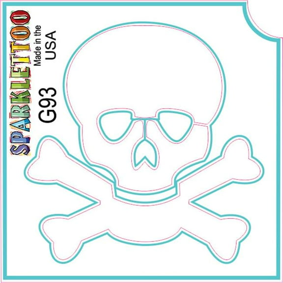 Ruby Red Paint G93-2 2 Ply Skull Crossbones Design Glitter Tattoo, Pack of 100