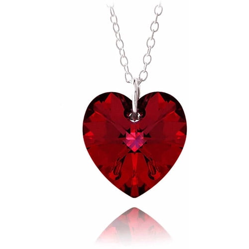 Ruby Red Elements Sterling Silver Heart Necklace Walmart.com
