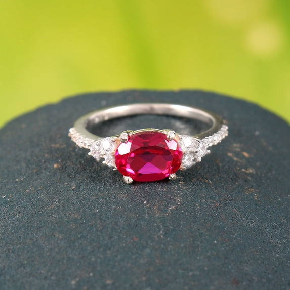 Ruby Ring, Oval Cut Ring, Ruby Engagement Ring 925 Sterling Silver Ring, Wedding Ring, Everyday Ring, Promise Ring, Lab Ruby Ring