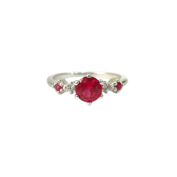 Ruby Ring, Solid 925 Sterling Silver, Womens Ring, Natural Ruby, July Birthstone, Christmas, Thanksgiving, Tiny Dainty Ring, CZ Ring, Handmade, Statement Jewelry, Wedding, Anniversary Gift