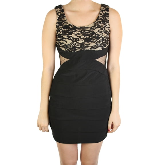 Ruby Rox Black Lace Bandage Dress S
