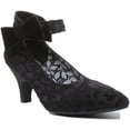 thumbnail image 1 of Ruby Shoo Cressida Women's Bow Ankle Strap Velvet Kitten Heel Shoes In Black Size 9, 1 of 6