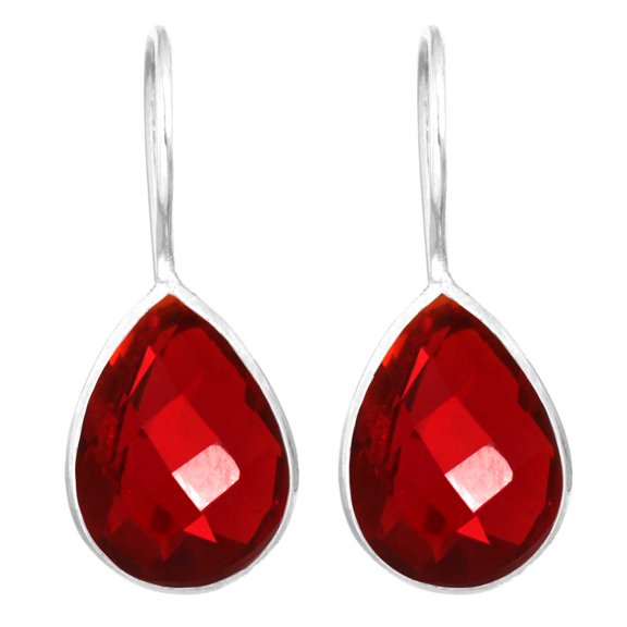 Ruby Simulated Fixed Wire Earring 925 Sterling Silver Handmade Jewelry