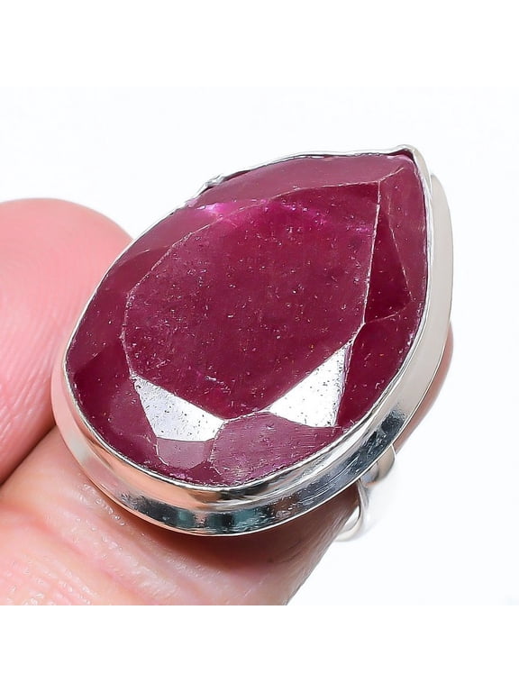 Ruby(Simulated) Gemstone Handmade 925 Sterling Silver Gift Ring Size 6