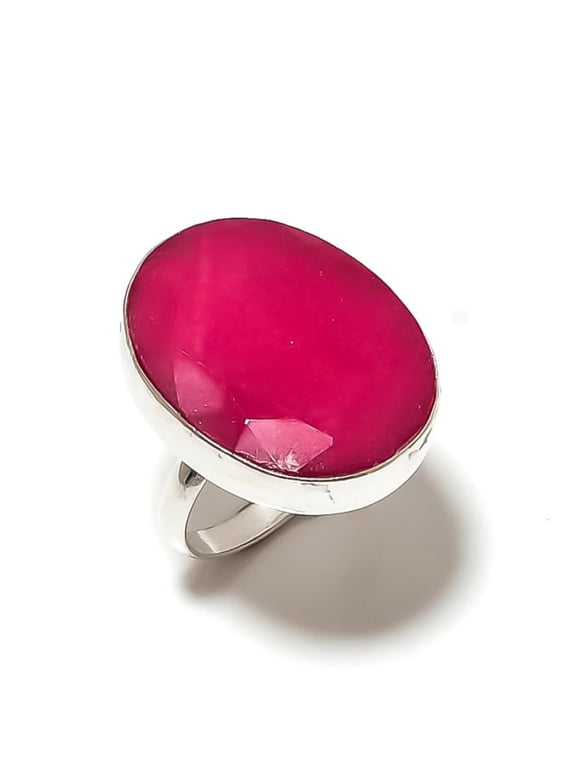 Ruby(Simulated) Gemstone Handmade 925 Sterling Silver Jewelry Ring Size 10