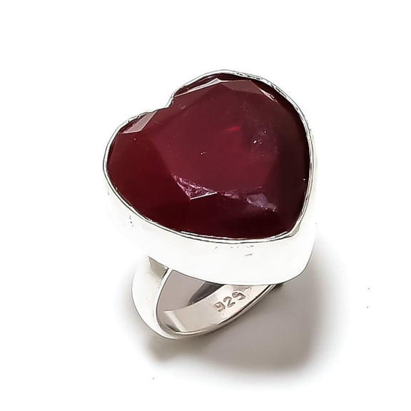 Ruby(Simulated) Gemstone 925 Sterling Silver Jewelry Ring Size 8
