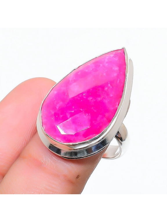 Ruby(Simulated) Gemstone Handmade 925 Sterling Silver Ring Size 6.5