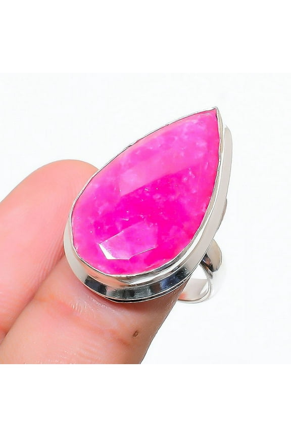 Ruby(Simulated) Gemstone Handmade 925 Sterling Silver Ring Size 6.5