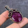 thumbnail image 1 of Ruby(Simulated) Gemstone Handmade Copper Wire Wrap Jewelry Pendant 2.17", 1 of 4
