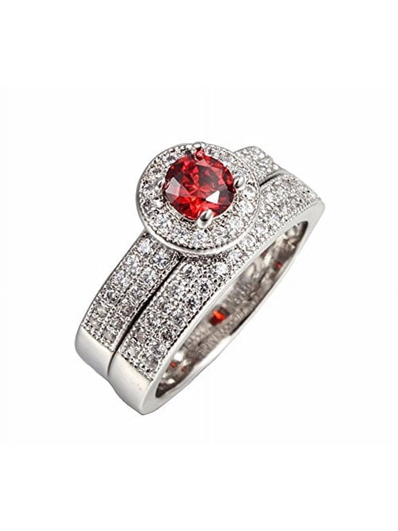 Ruby Simulated Micro Inserted Band Ring (8)